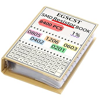 8400PCS 0805+1206+0603+0402+0201 SMD Resistor Kit from 0 to 1M 1%, Electronics Component Assortment Sample Book for DIY Project, Electronics Prototyping and Repair