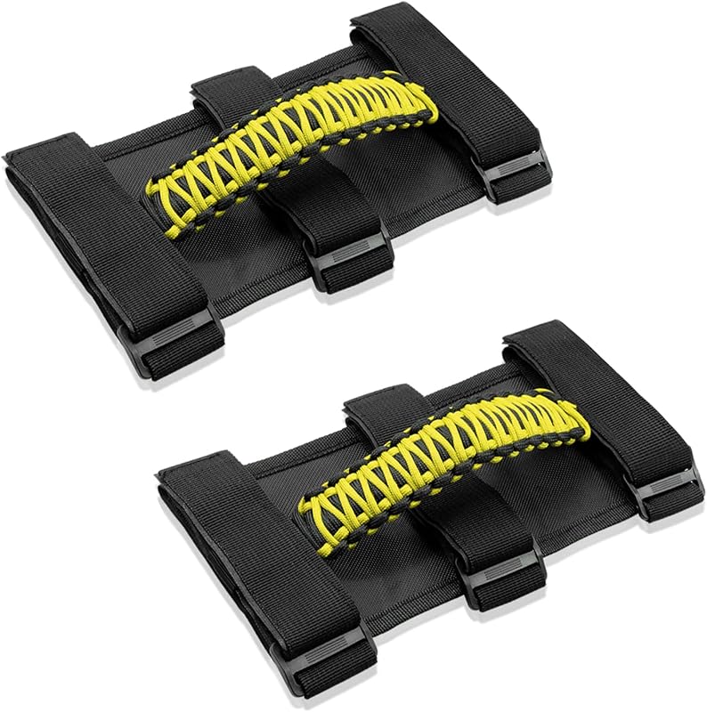 Alças de apoio para barra de proteção Bentolin para Jeep Wrangler e Gladiator – 2 unidades amarelas