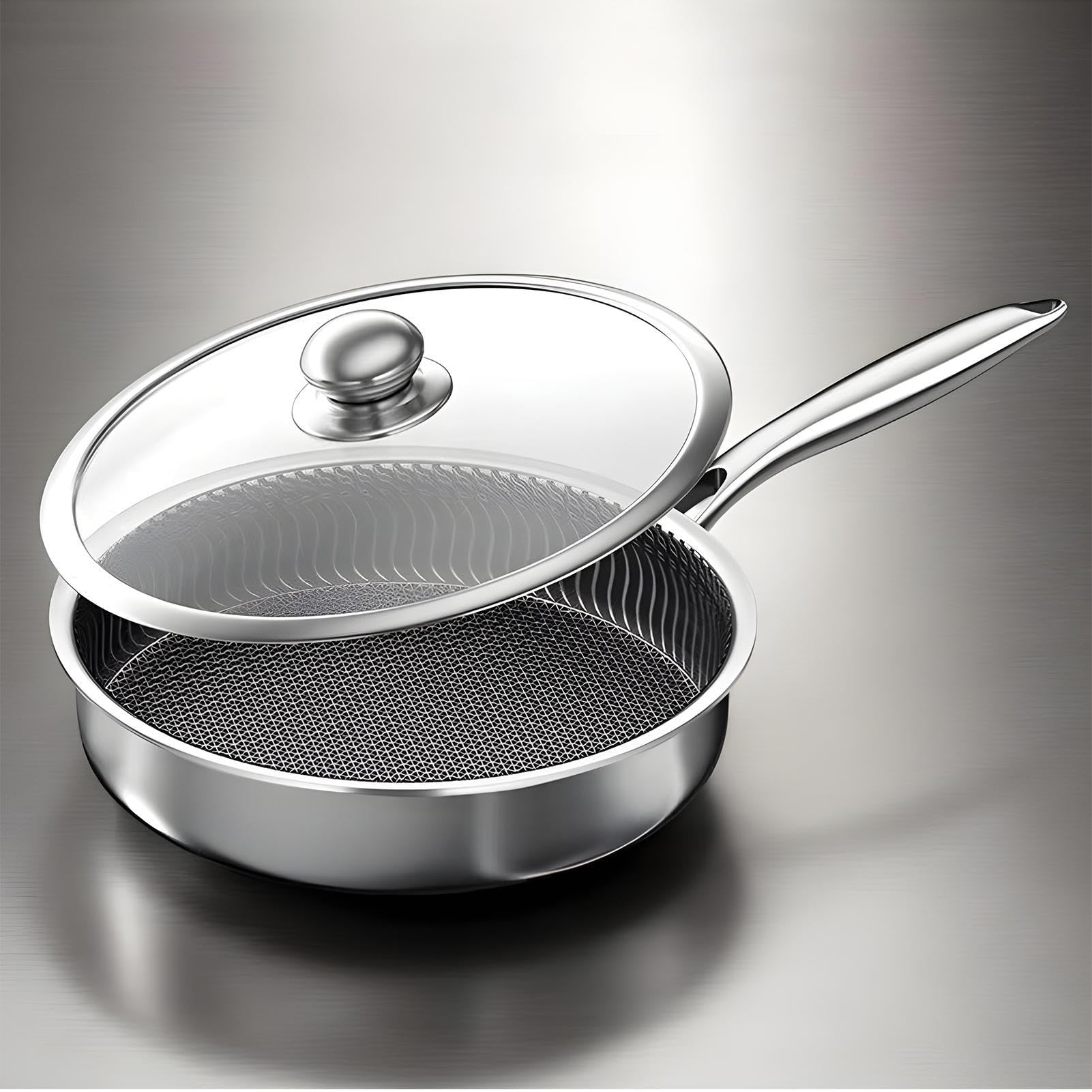 Générique Antihaft-Pfanne, Kochgeschirr, Bratpfanne, Schmorpfanne, Töpfe aus Edelstahl mit Deckel, Kochutensilien für Induktionsherd