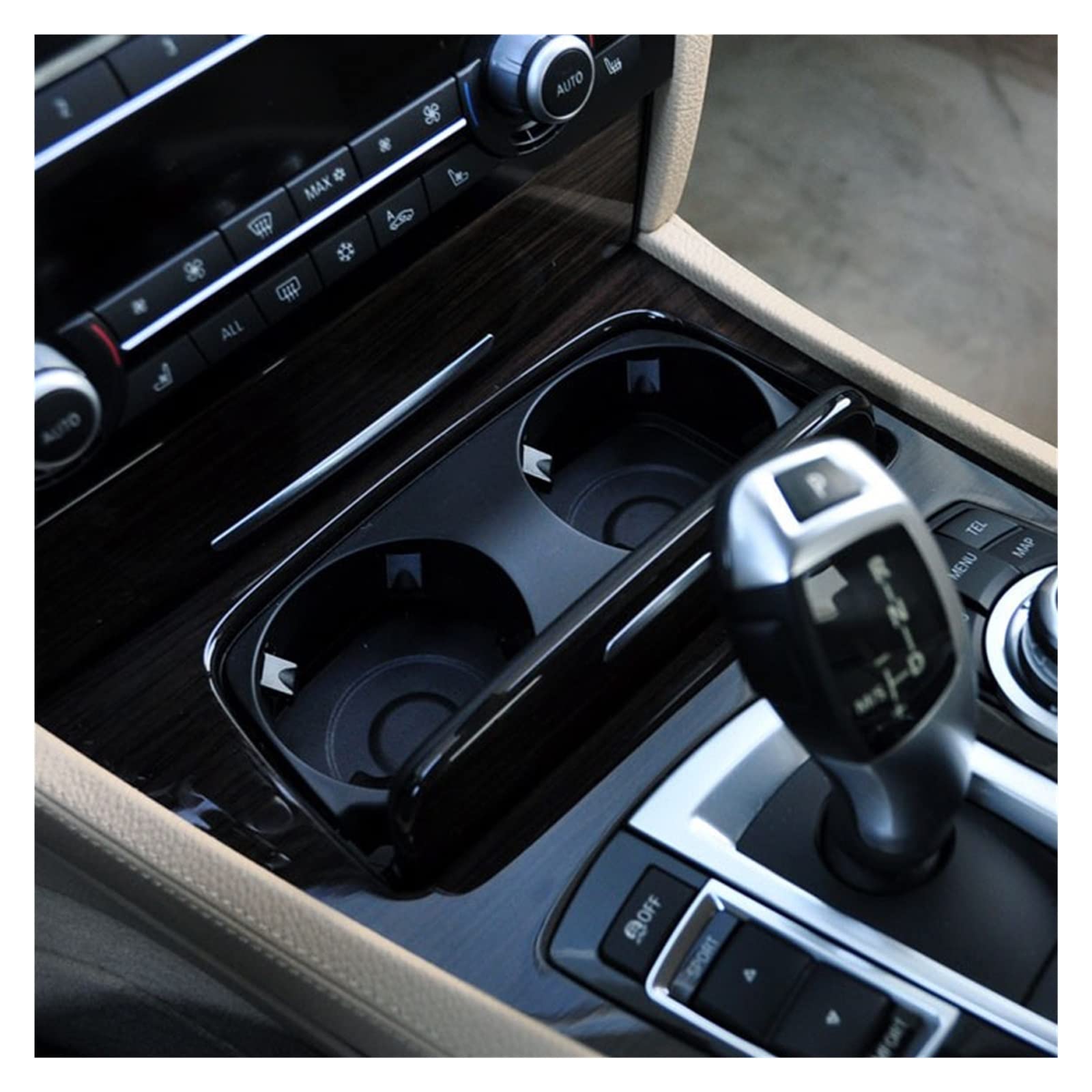 Black ABS Cup Holder Cover – Fits BMW 7 Series F01 F02 F04 2009–2015