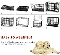 Vista 8 de LEMBERI - Jaula para perro indestructible y resistente de 48/38 pulgadas, a prueba de escapes con ruedas bloqueables, doble puerta para evitar