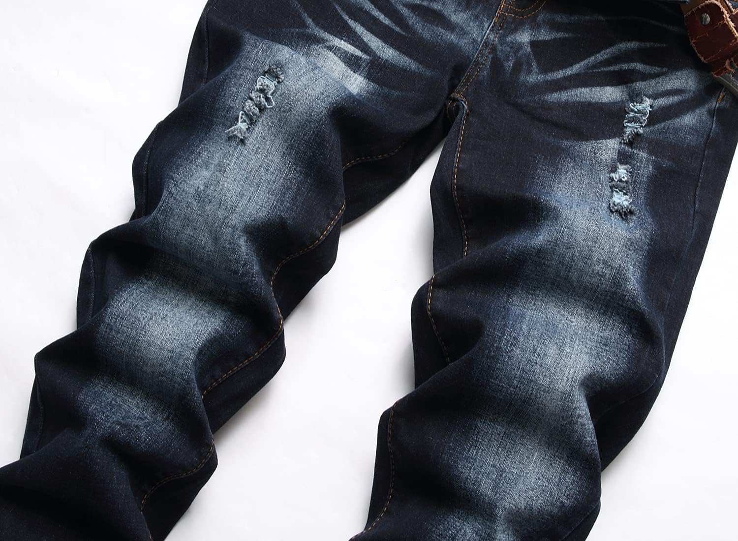 Jeans da uomo slim fit elasticizzati strappati skinny per uomo, effetto invecchiato distrutto gamba dritta alla moda comfort vita flessibile, jeans casual per adolescenti designer di moda classico