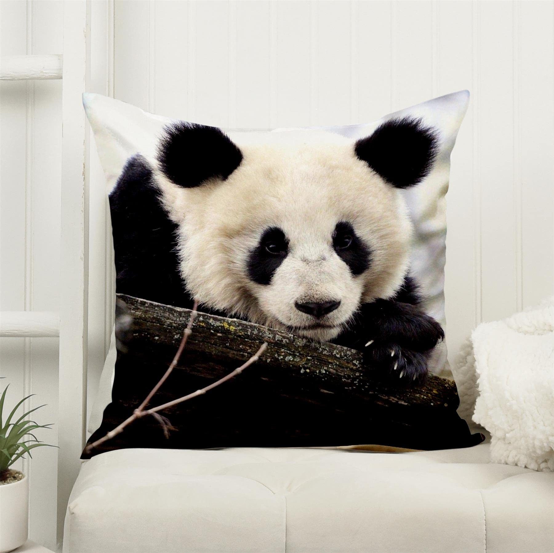 Roseley Decorative Cushion Covers With Cushion Inner Pads Digital Animal Print 45 x 45cm Throw Pillows Fillers & Cases [Panda, 1pc]