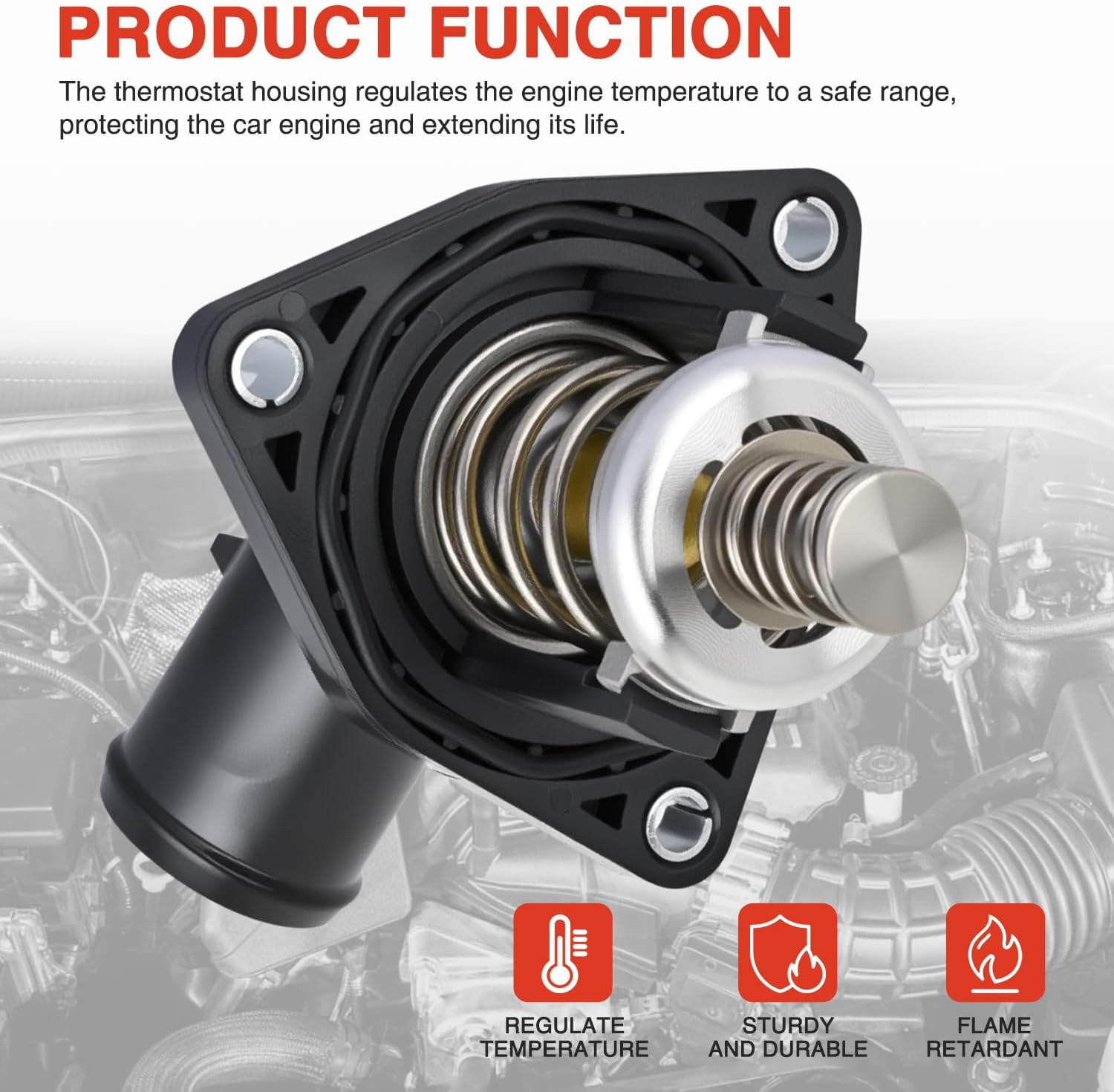 Nilight Thermostat Housing Assembly Fit for Cadillac Escalade 2015-2020 Chevy Silverado Tahoe Suburban GMC Sierra Yukon 2014-2020 Engine Coolant Thermostat Housing for Car 902-2090 815-207 12674639