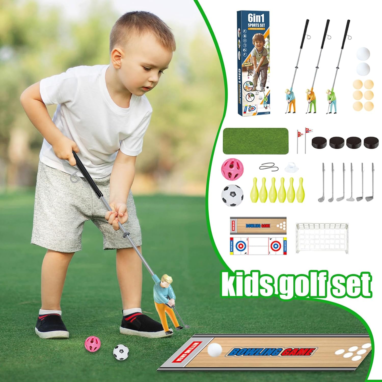 Engaging Golf Kit - Kids Outdoor Recreation Challenge, Multi-Function Putting Ball Feature, Compact Swing Grip Support, Toy Practical Accessory, Family Games for Classroom, Backyard, Park