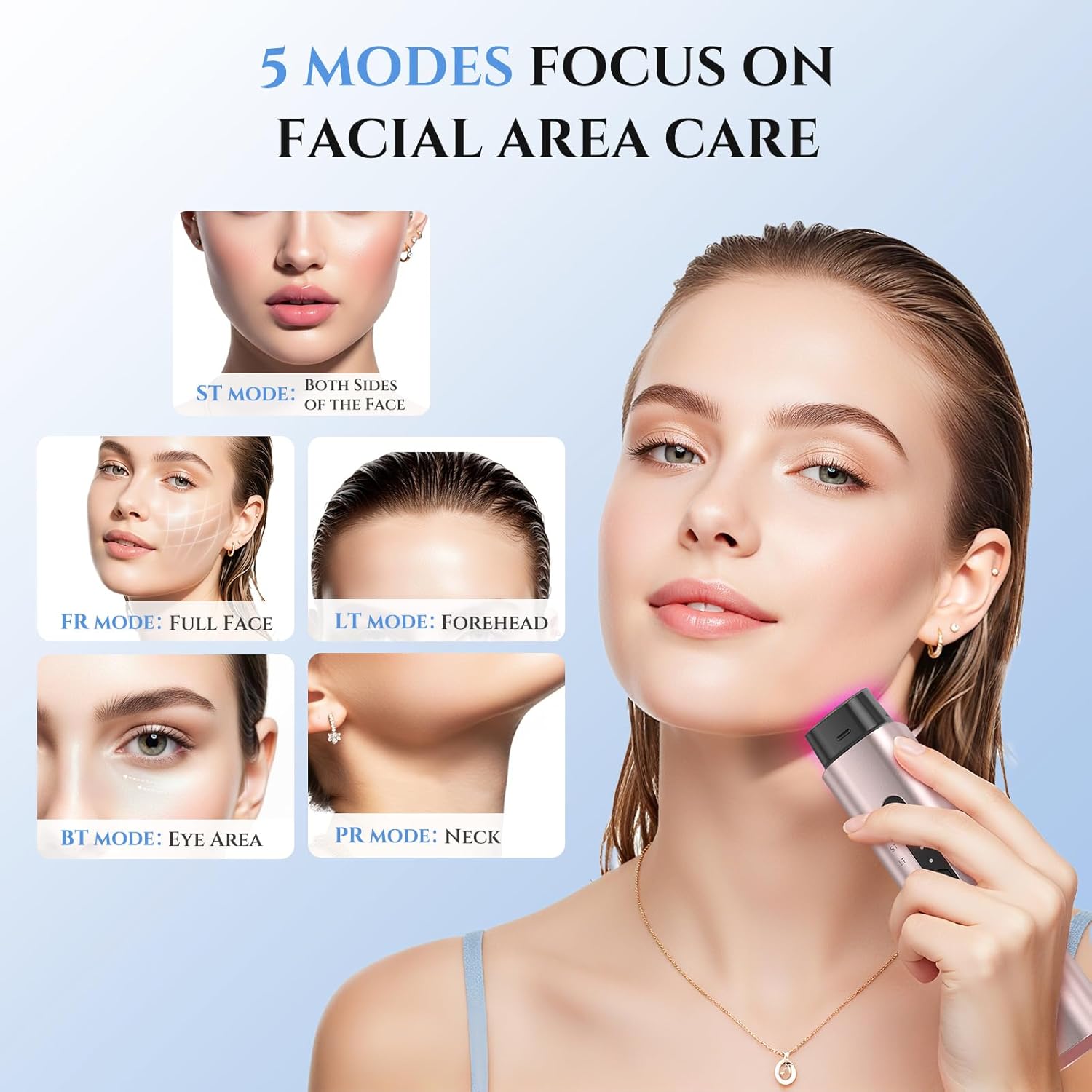 5-in-1 Mutifunctional Face Massager Tool - Skin Tightening & Lifting Device - 5 Color Face Light Therapy Device - Professional Skin Care Beauty Devices for Face, Neck, and Eyes - Image 6