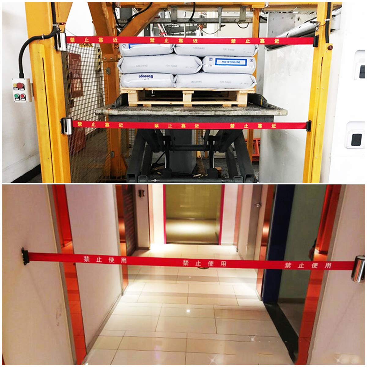 Montaggio a Parete di Sicurezza Barriera,Yueser 2pcs Sicurezza Barriera Cintura Acciaio Inox Nastro Barriera Retraibile Barriera Folla Controllo Nastro per Banca Hotel Museo Fabbrica Cinema