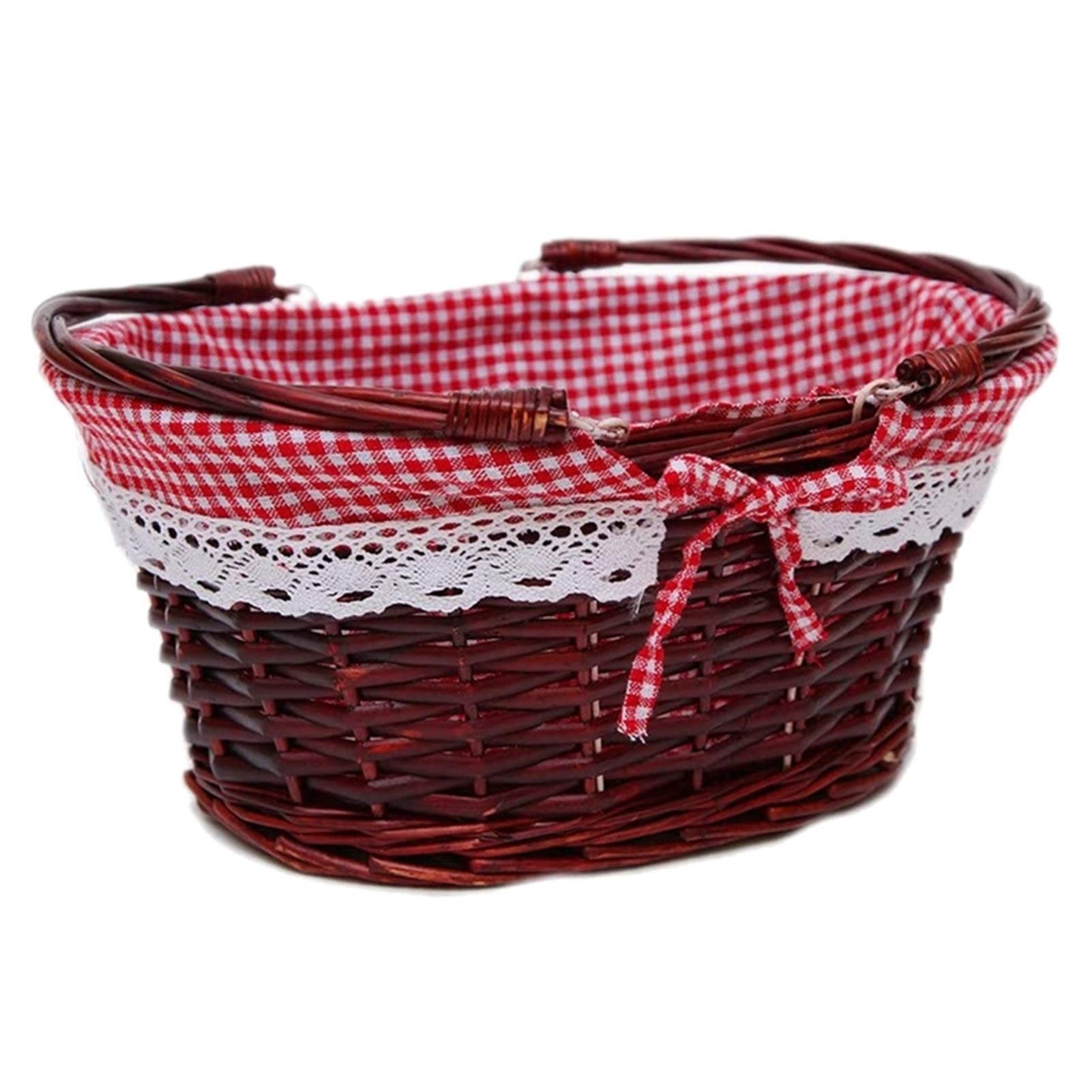 Cestini Portaoggetti Cestino del regalo del cesto di vimini ovale con manico Cesto del vino del cestino del cestino del cestino del picnic, senza copertura Cestino da picnic con fodera lavabile Scatol
