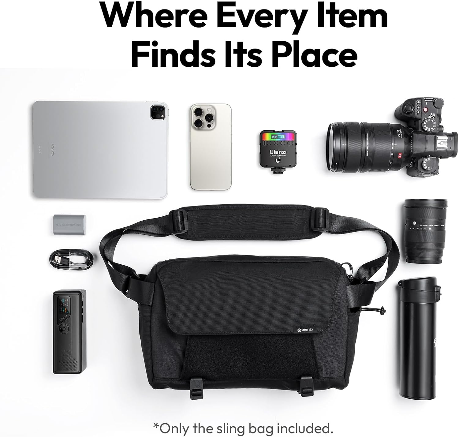 ULANZI BP11 8L Camera Sling Bag with Tripod Holder for Men Women, Lightweight Splash-proof DSLR/Mirrorless Anti-Theft Crossbody Bag for Travel Hiking Photography Customizable Front Pocket Camera Bag - Image 2