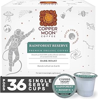 Copper Moon Single Serve Coffee Pods for Keurig K-Cup Brewers, Dark Roast, Rainforest Reserve Blend, 36 Count