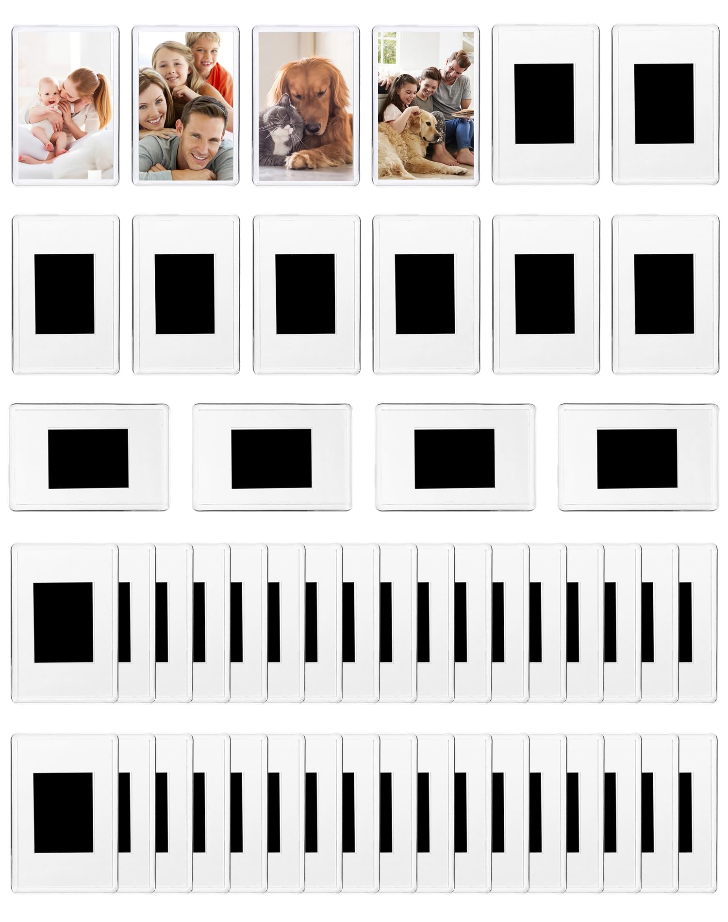 Qwork Transparent Qwork® 50Pcs Magnetic Acrylic Photo Frames For 7 X 4.5 Cm Photos, Mini Picture Frames For Refrigerator And Metal Surface Display, Home Decor