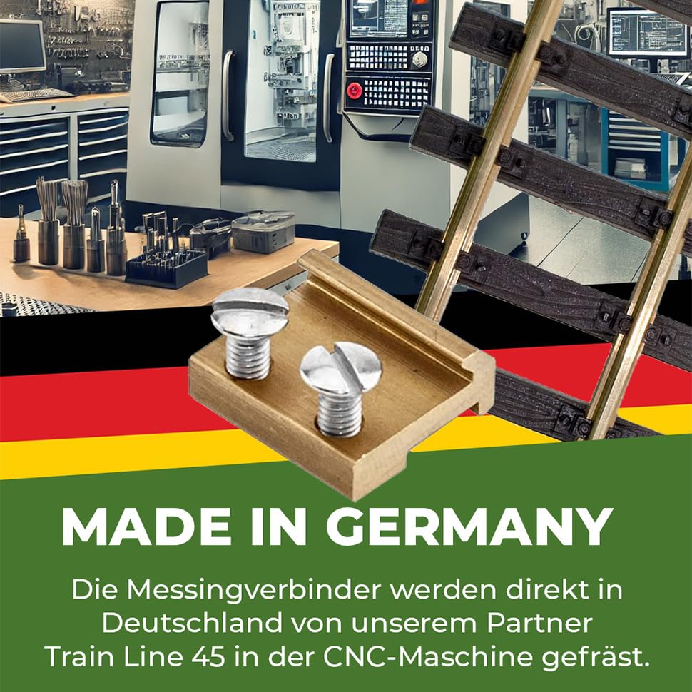 Schienen-Verbinder zum Schrauben aus Messing 15mm - LGB Gleise & Gartenbahn Spur G Zubehör (50 Stück)