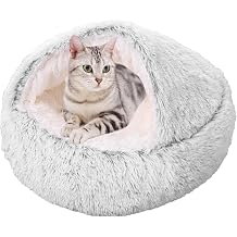 Plush Donut Cat Bed, Pet Sofa Cushion, Kitten Bed Cats Cave Bed, Cat Sleeping Bag Puppy Pet Bed Pet Caved Bed for Indoor Cats Puppies, Machine Washable 60cm/24in,Grey