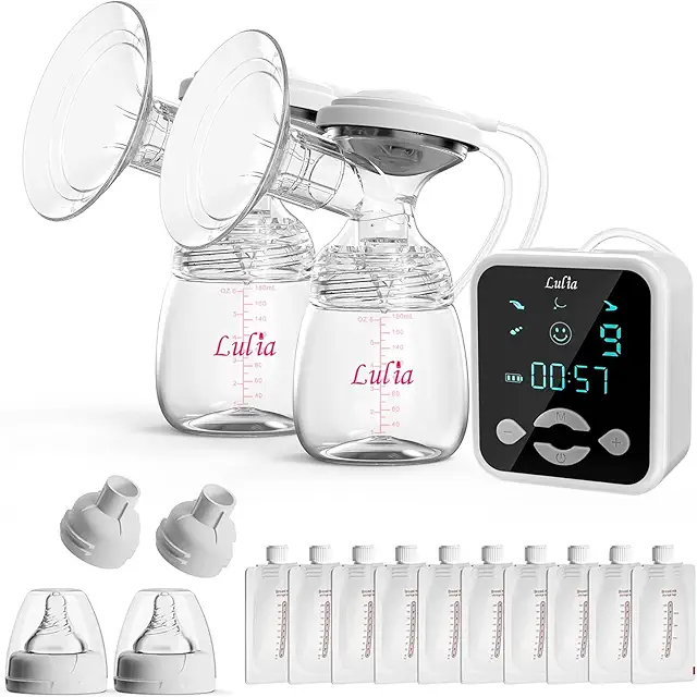 Lulia Sacaleches Eléctrico Portátil Doble, Bomba de Amamentação Recargable con 4 Modos