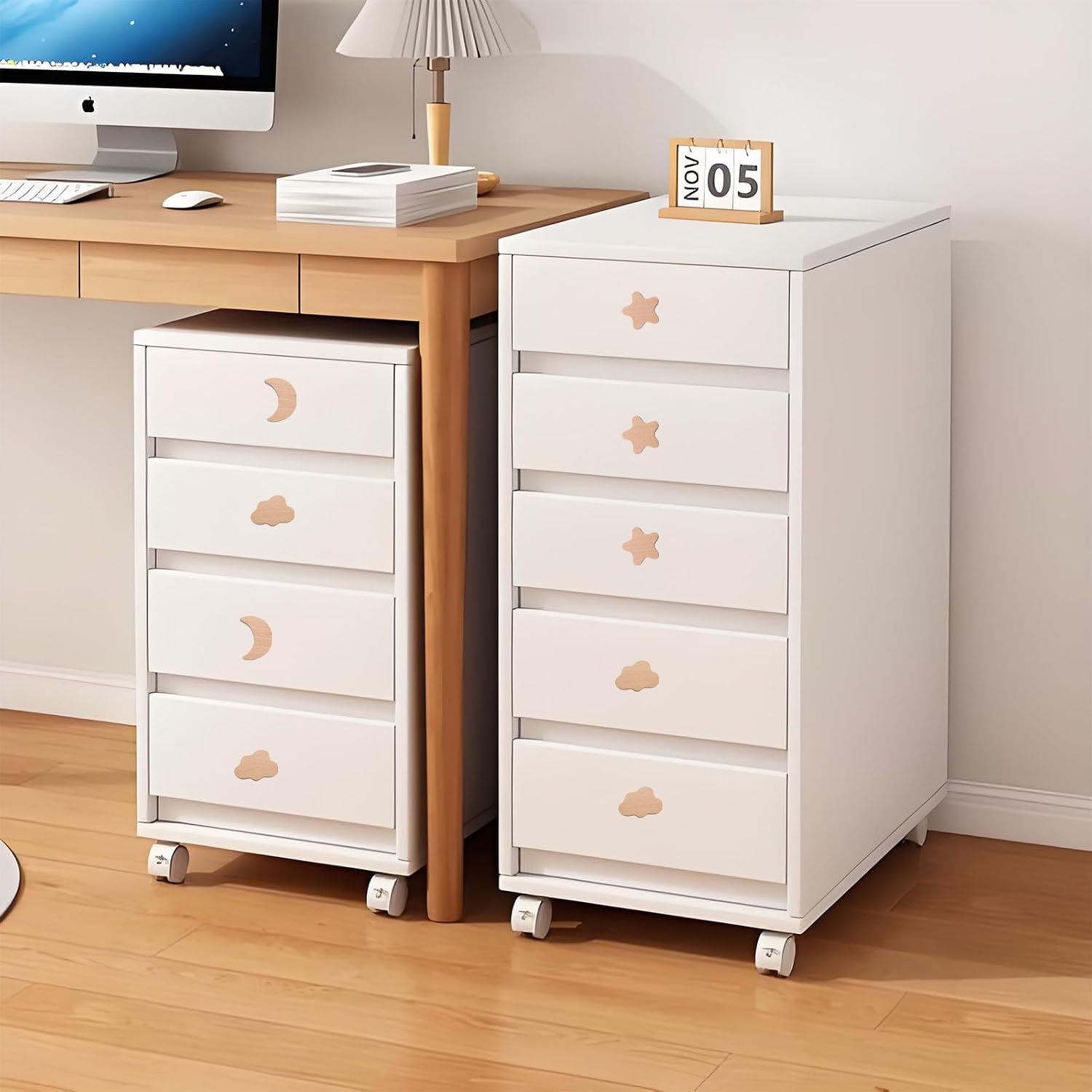 6 Pack Wooden Cabinet Knobs, Star Moon Cloud Shape Drawer Pulls Decorative Wood Dresser Knob, Cute Wooden Knobs for Furniture (Natural Wood Color) image 4