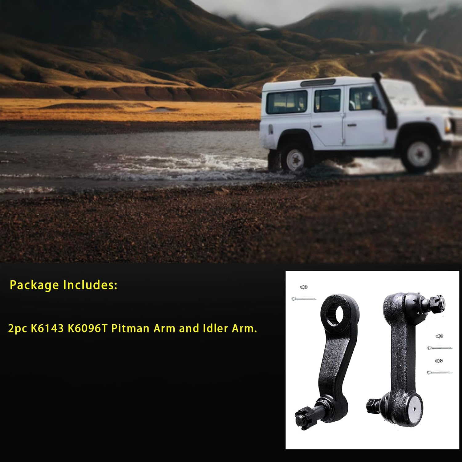 Pitman Arm + Idler Arm + Steering Idler Arm Bracket 3pc K6335 K6447 K6722 for Chevrolet GMC C1500/C1500 Suburban/C2500 Suburban/K1500/K1500 Suburban 1993-1999, C2500/C3500/K2500/K3500 1993-2000