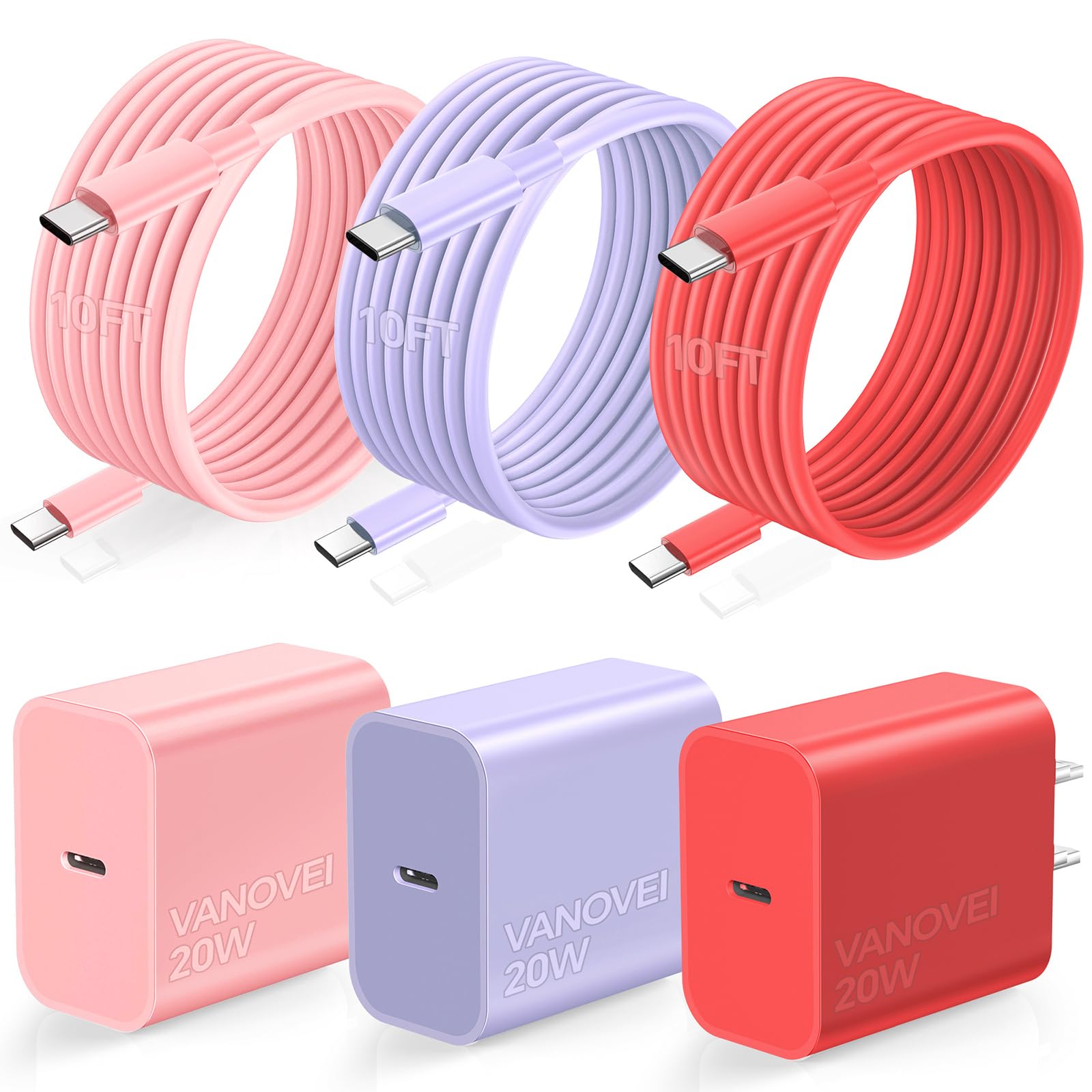 Compatible with iPhone 17 16 15 Charger,Type C Charger Fast Charging with 10FT 60W USB C Cord Compatible with iPhone 16/16 Plus/16 Pro Max/15/15 Pro/15 Plus/15 Pro Max,Pad,Android