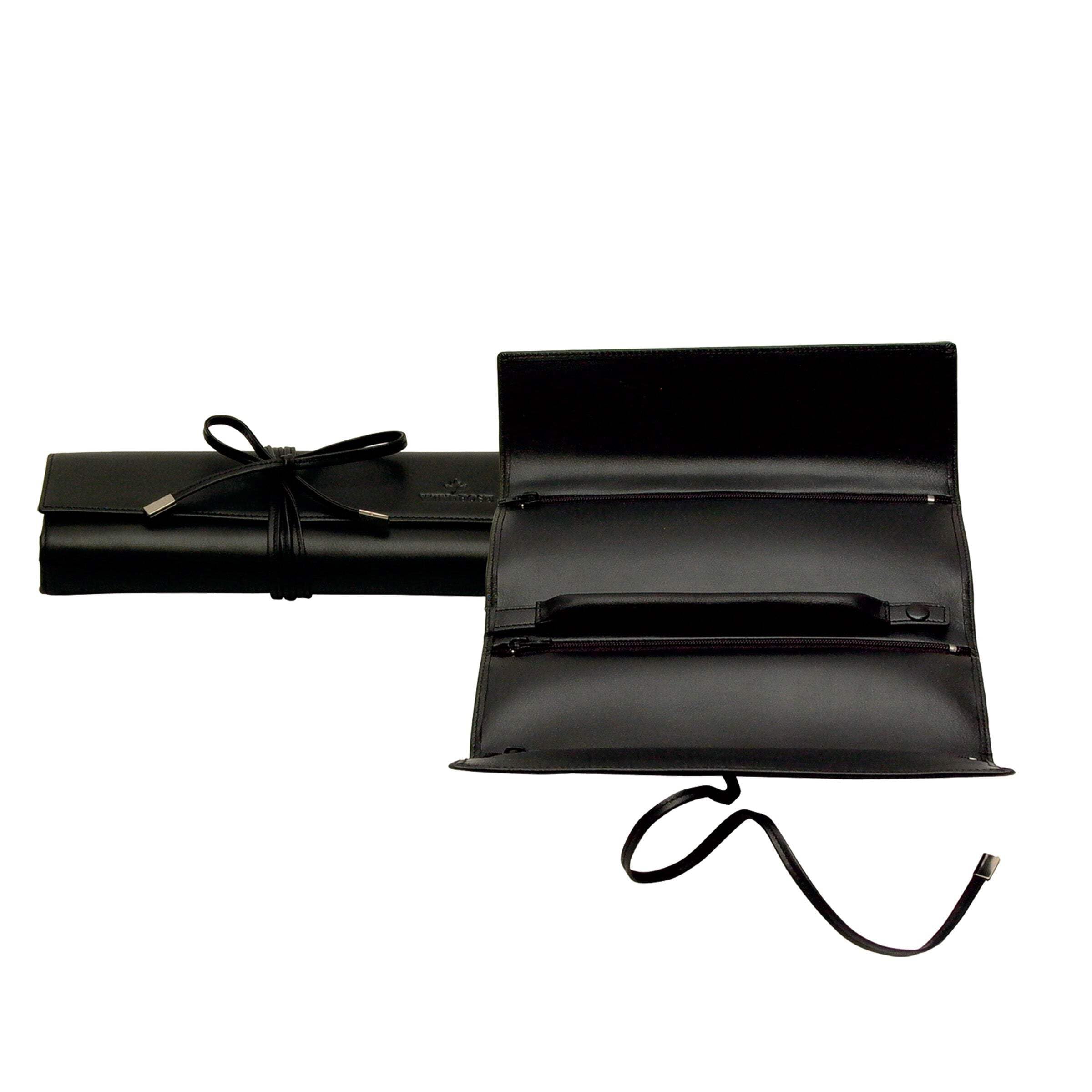 Rouleau à bijoux WINDROSE Nappa S noir en cuir véritable