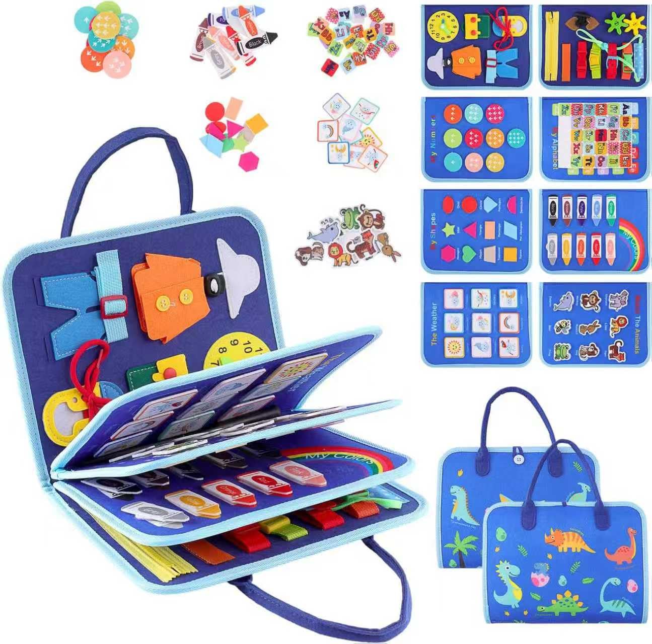 Montessori Book, Busy Board Montessori 2 Years, Sensory Book, Montessori Toys, Interactive Activity Case, Educational Toys Fine Motor Skills Gift for Children 1 2 3 Years Old