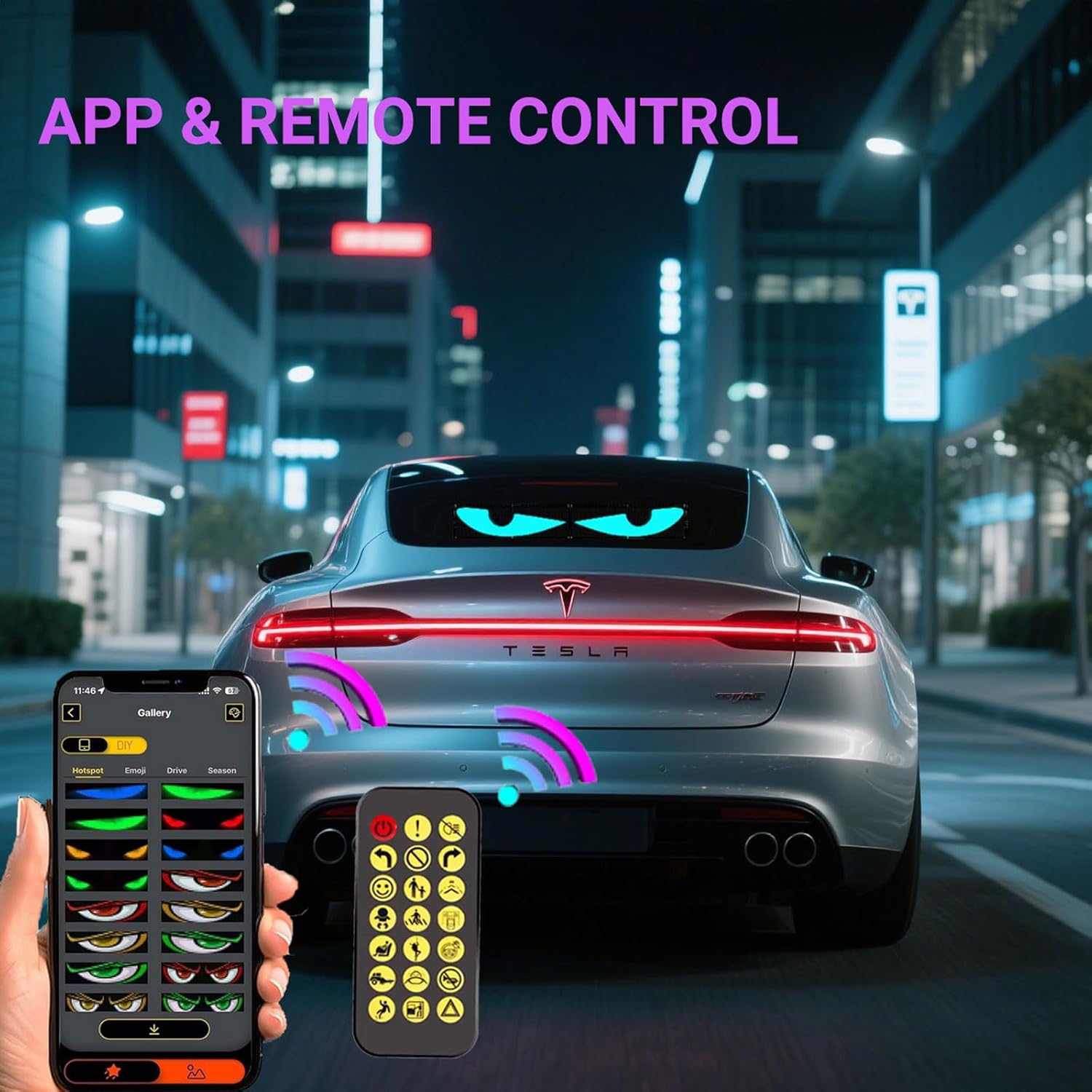 Taxi Sign 14.7 x 3.6 inch, Flexible LED Display Light, Christmas Car Decor, Programmable Scrolling LED Light Signs for Windshield, Rear Window and Side Window - Image 2