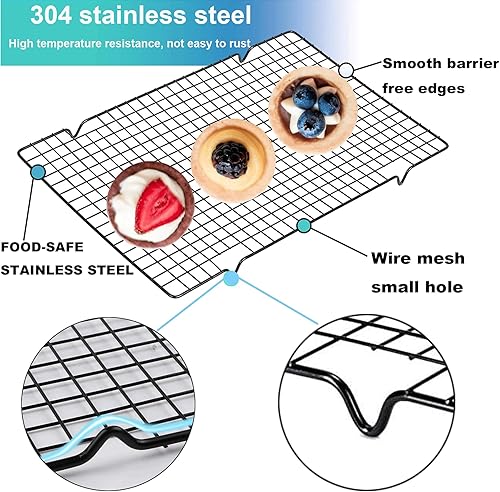 Miniatura 3 de Lemengtree Estantes de enfriamiento, bandeja para hornear, bandeja antiadherente, acero inoxidable, alambre de enfriamiento de pasteles, para