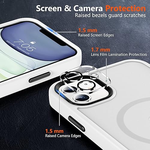 Vista 1137 de MOCCA - Funda magnética resistente para iPhone 11 de 6.1 pulgadas, compatible con MagSafe, protector de pantalla de vidrio + protector de lente