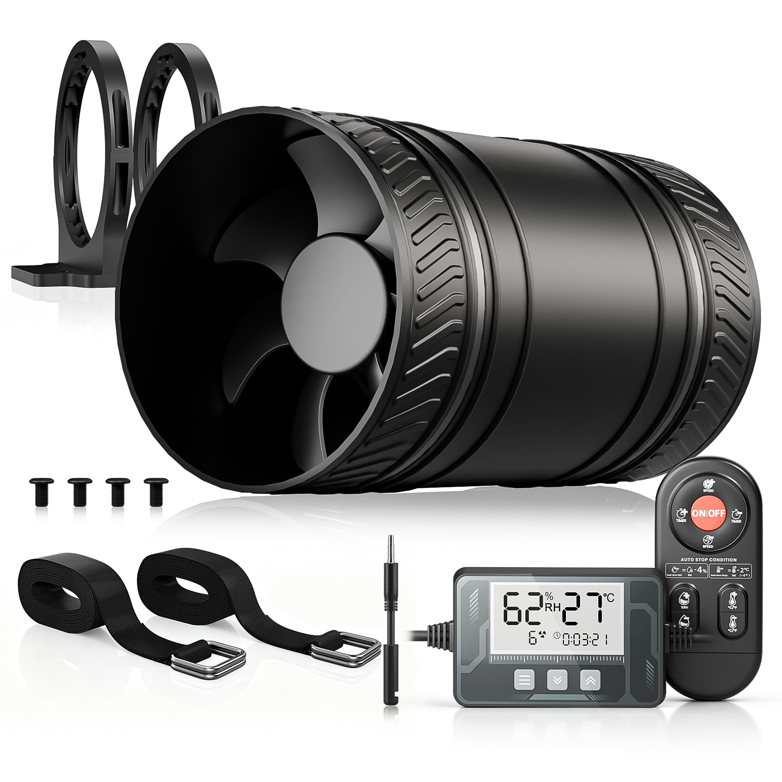 MOCINE 100mm Rohrventilator mit Feuchtigkeits- & Temperatursensor, Timer