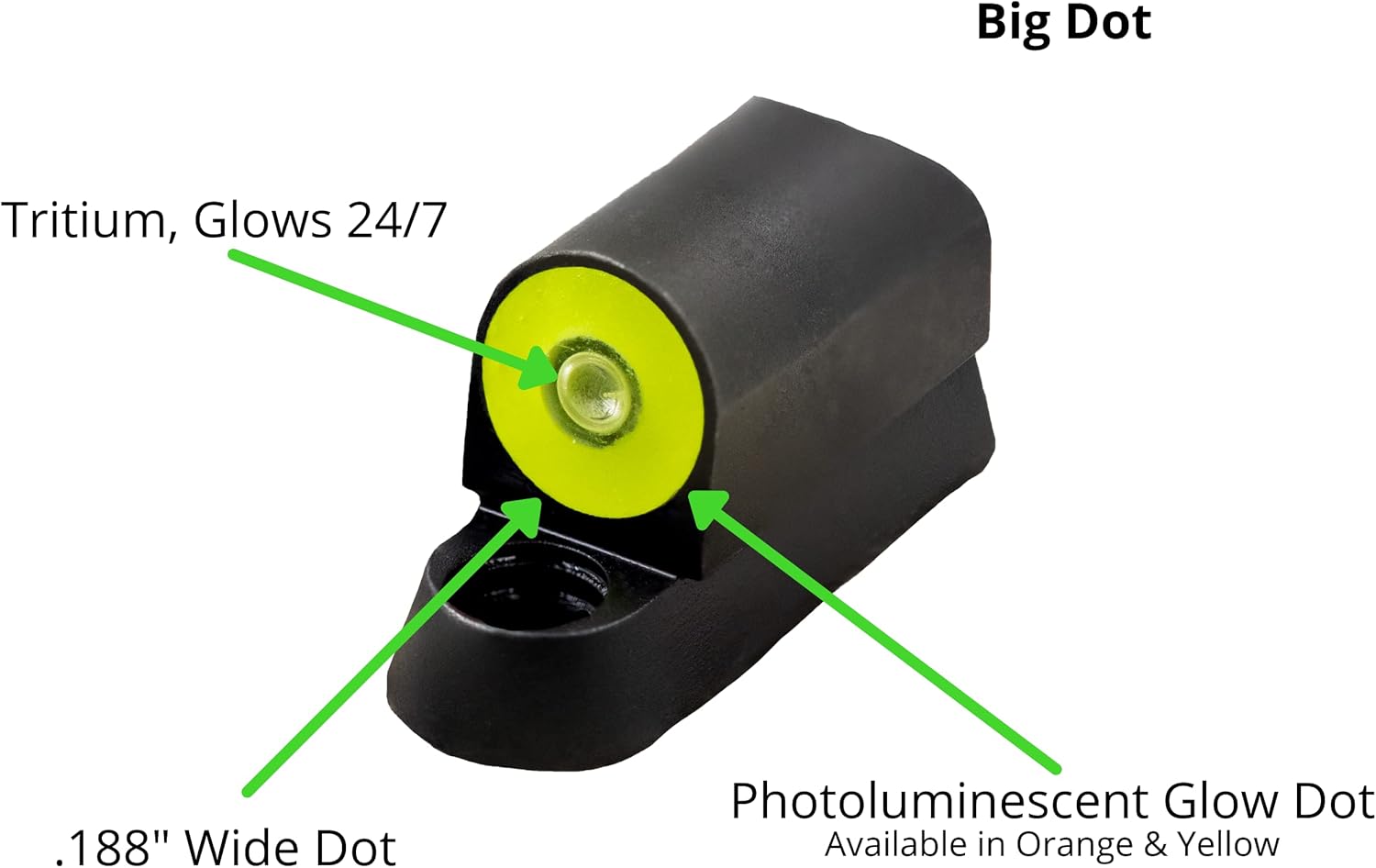 XS Sights DXT2 Big Dot Night Sight for CZ, Sig, HK Pistols, Front and Rear Glow in The Dark Tritium for Tactical Applications