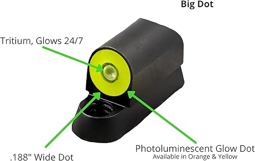 Miniatura 3 de XS Sights DXT2 - Mira nocturna de punto grande para pistolas CZ, Sig, HK, tritio delantero y trasero que brilla en la oscuridad para aplicaciones