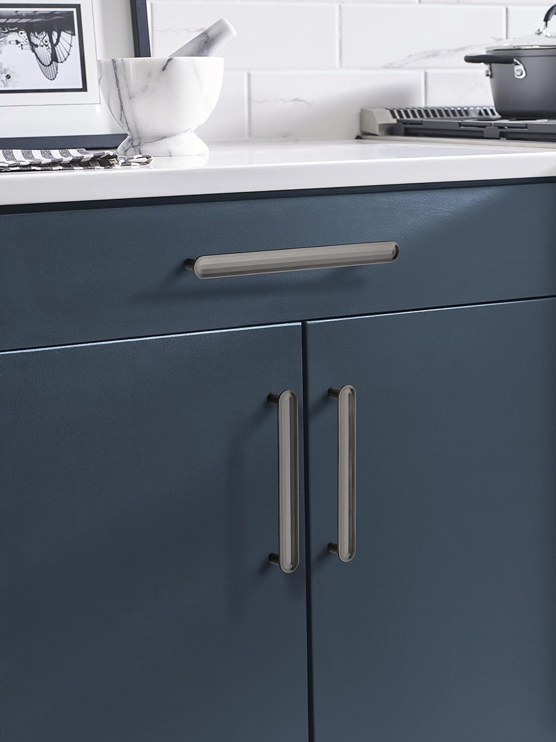 Amerock | Cabinet Pull | Gunmetal | 7-9/16 inch (192 mm) Center to Center | Concentric | 1 Pack | Drawer Pull | Drawer Handle | Cabinet Hardware