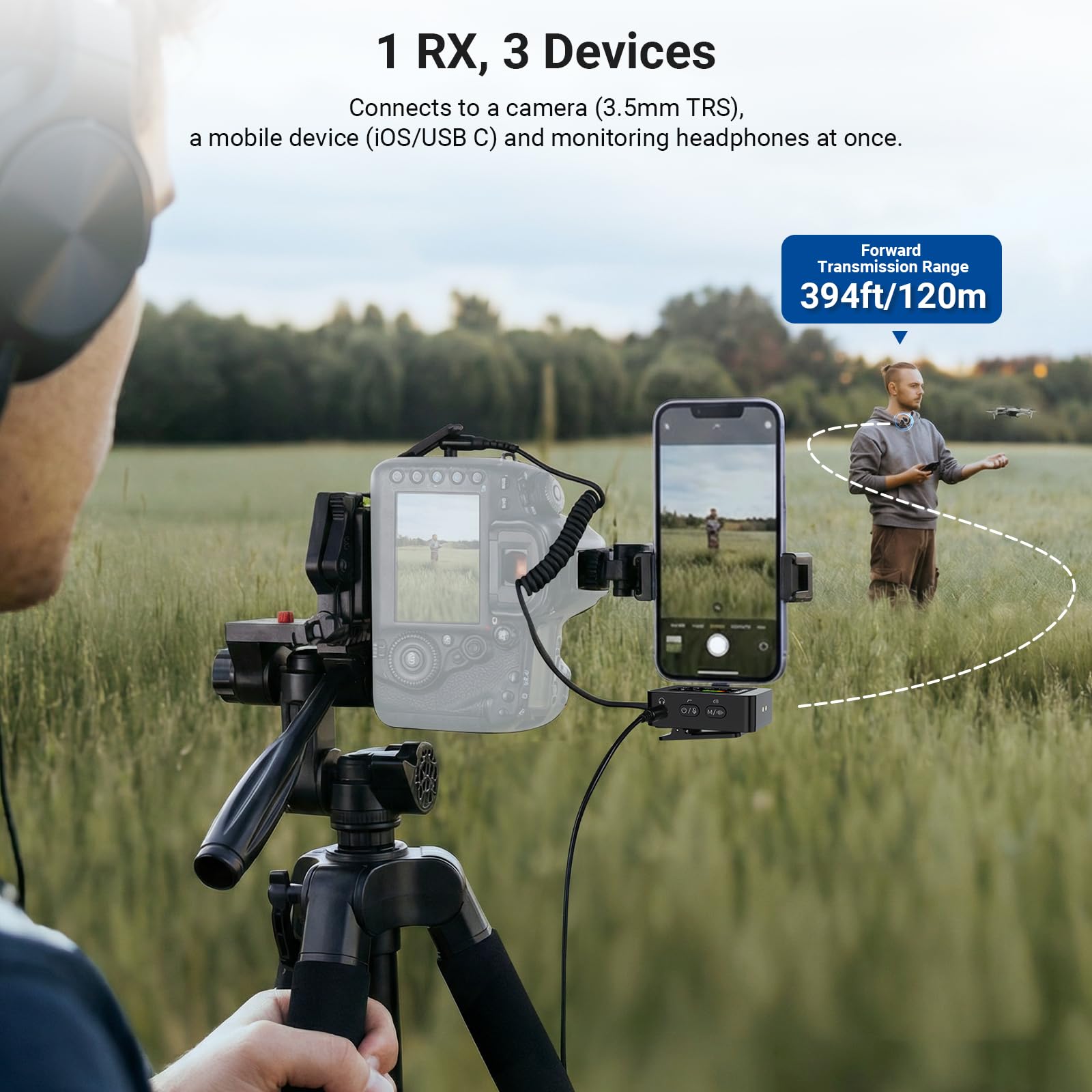 NEEWER CM26 MAX AI Micrófono Solapa Inalámbrico Compatible con iPhone 17 16 15 Android Cámara PC USB C Plug & Play App Control 2 Nivel Cancelación Ruido 50h Batería 120m Alcance Apple MFi Certificado