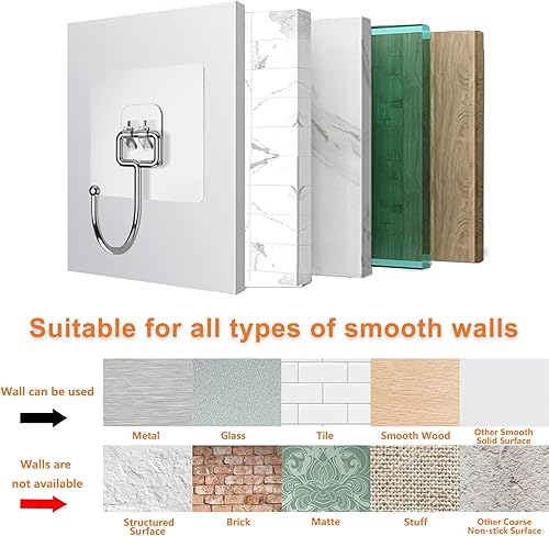 Miniatura 6 de Furnibear Ganchos de pared adhesivos de 33 libras (máx.), ganchos de pared resistentes para colgar, ganchos adhesivos grandes impermeables a prueba