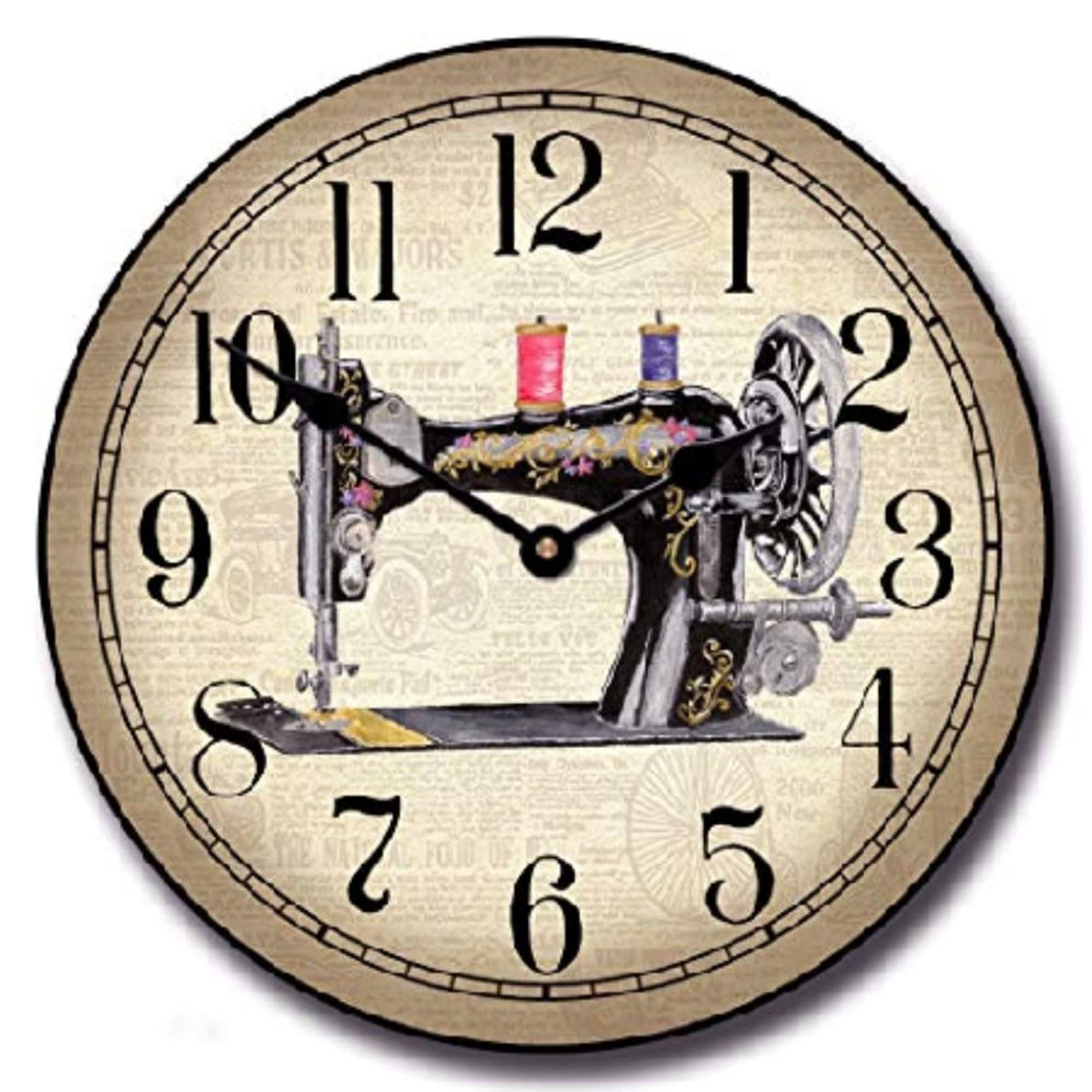 Pendule murale design avec machine à tisser ronde de 25cm au mécanisme fluide et silencieux