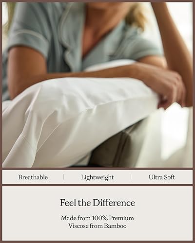 Miniatura 5 de Cozy Earth Juego de 2 fundas de almohada estándar, hechas de 100% viscosa de bambú, ultrasuave y lujosa, tejido de tela naturalmente transpirable y
