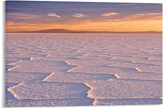 Sunrise Canvas Prints Wall Art Salt Flat Salar De Uyuni In Bolivia At Sunrise Painting Artwork Framed Home Decor For Living Room Bedroom 12x16 Inch