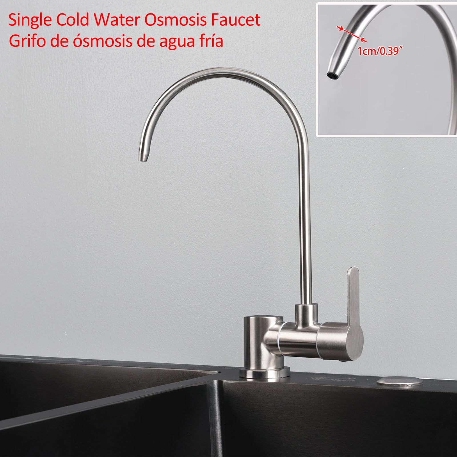 Grifo Osmosis Abatible Agua Fría Individual Grifo Para Osmosis 1 Vía Para Sistema De Filtración De Agua(Níquel Cepillado)