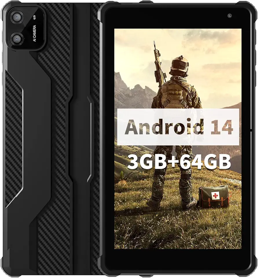 VASOUN Tablet Android 14 de 7 polegadas, 8 GB de RAM (expansão de 3 GB + 5 GB) 64 GB de ROM, Octa-Core 2,0 GHz, tela sensível ao toque IPS, câmera dupla, WiFi/Bluetooth 5G, tablet infantil e adulto