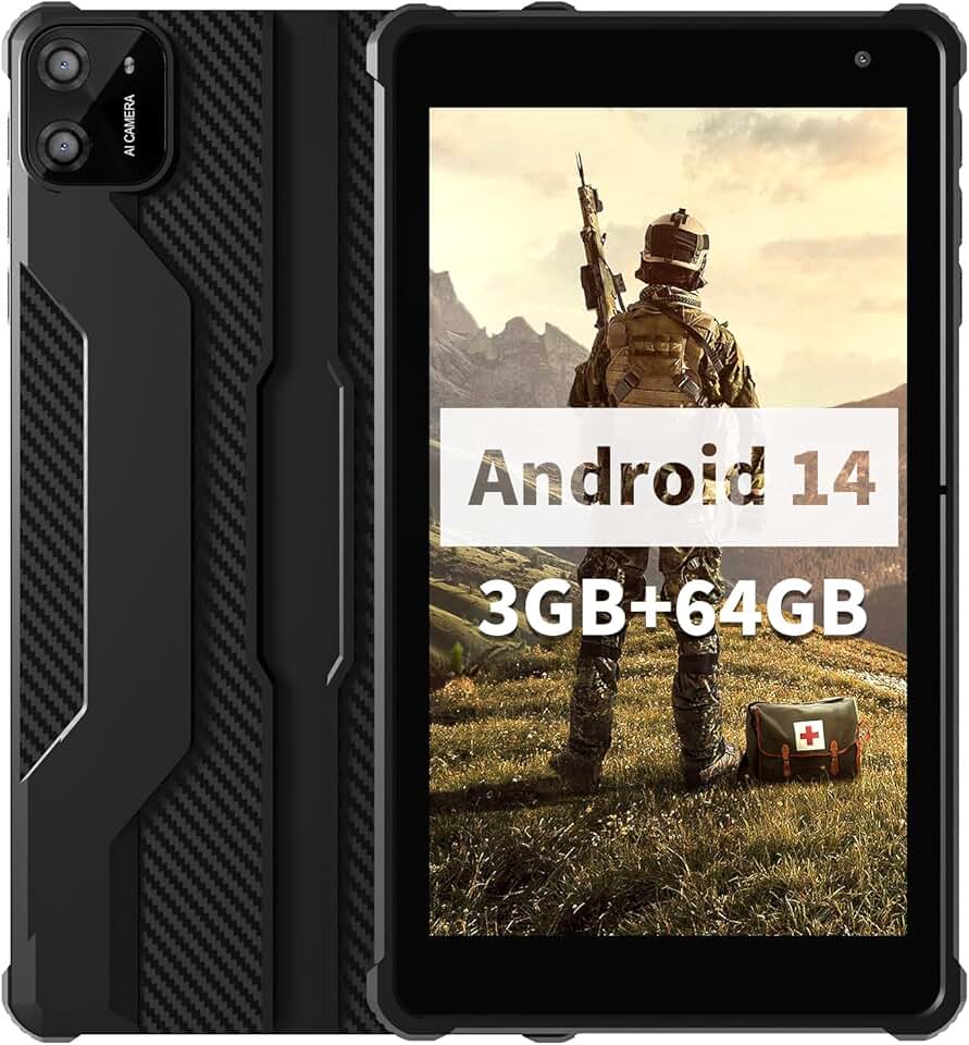 VASOUN Tablet Android 14 de 7 polegadas, 8 GB de RAM (expansão de 3 GB + 5 GB) 64 GB de ROM, Octa-Core 2,0 GHz, tela sensível ao toque IPS, câmera dupla, WiFi/Bluetooth 5G, tablet infantil e adulto