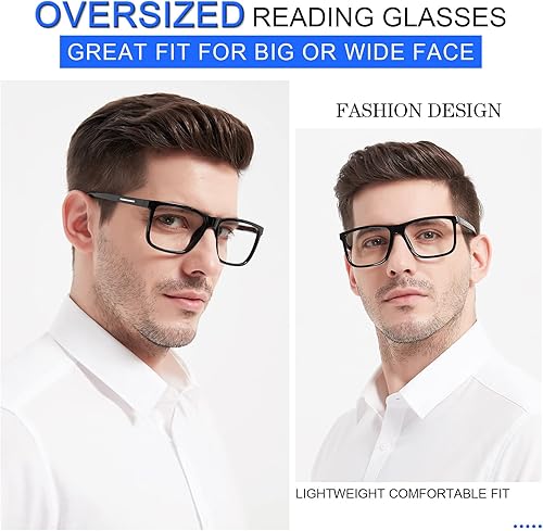 Miniatura 2 de MARE AZZURO Anteojos de lectura cuadrados de gran tamaño para hombre, grandes lectores, cara grande 1.0 1.25 1.5 1.75 2.0 2.25 2.5 2.75 3.0 3.5 4.0