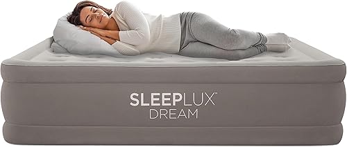 SLEEPLUX Dream - Colchón de aire doble de lujo, bomba doble integrada, se mantiene inflado toda la noche, colchón inflable de doble altura de 18