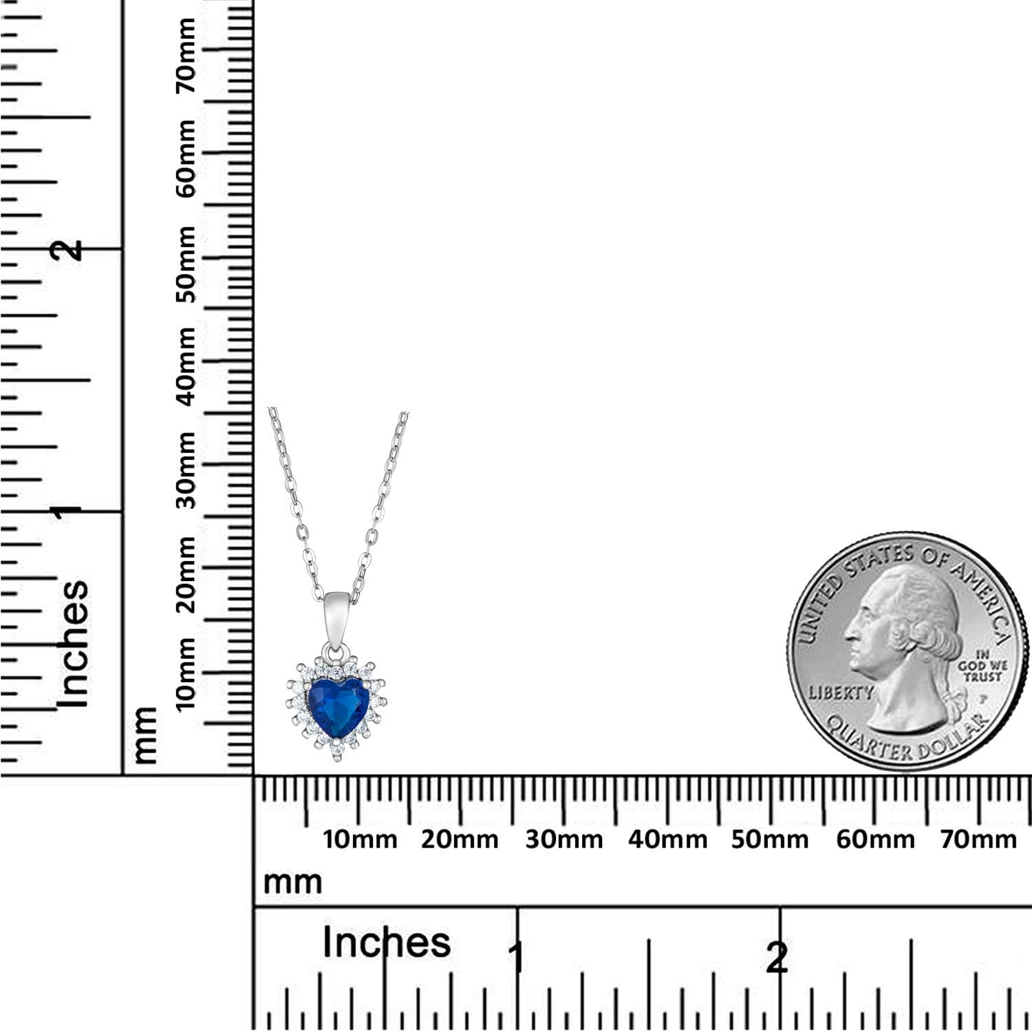 AVORA 925 Sterling Silver Blue Heart-shaped Simulated Diamond CZ Sunburst Halo Stud Pendant and Earrings Set