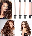 Hair Curling Wand Iron Set Conical Curling Iron Set Curling Wand Interchangeable Ceramic Hair Curler Set for Short & Long Hair (big) | Dual Voltage Hair Curler Wand, 4 Interchangeable Barrels, for Quick Create Hairstyle in All Hair Type, Gift for Wom