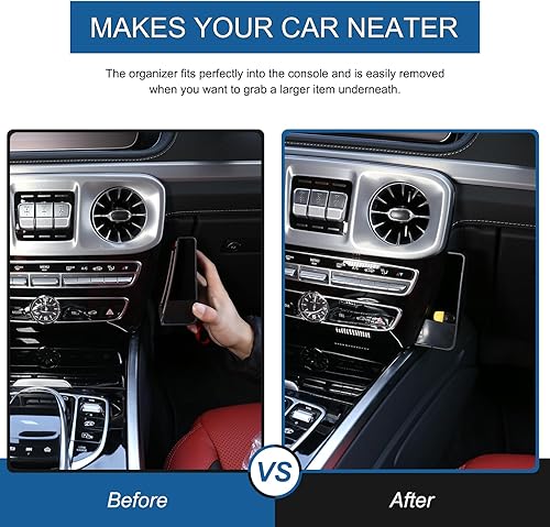 Miniatura 2 de Caja de almacenamiento lateral de consola central para Mercedes Benz Clase G 2019 2020, bandeja organizadora de reposabrazos de cambio de marchas,
