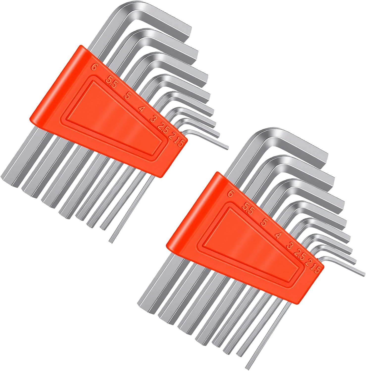 TIESOME 16 PCS Metric Hex Key Set, Steel L-Shaped Metric Allen Wrench with Key Ring Chrome Vanadium for Furniture Bike and Electronics Repair, Silver and Orange