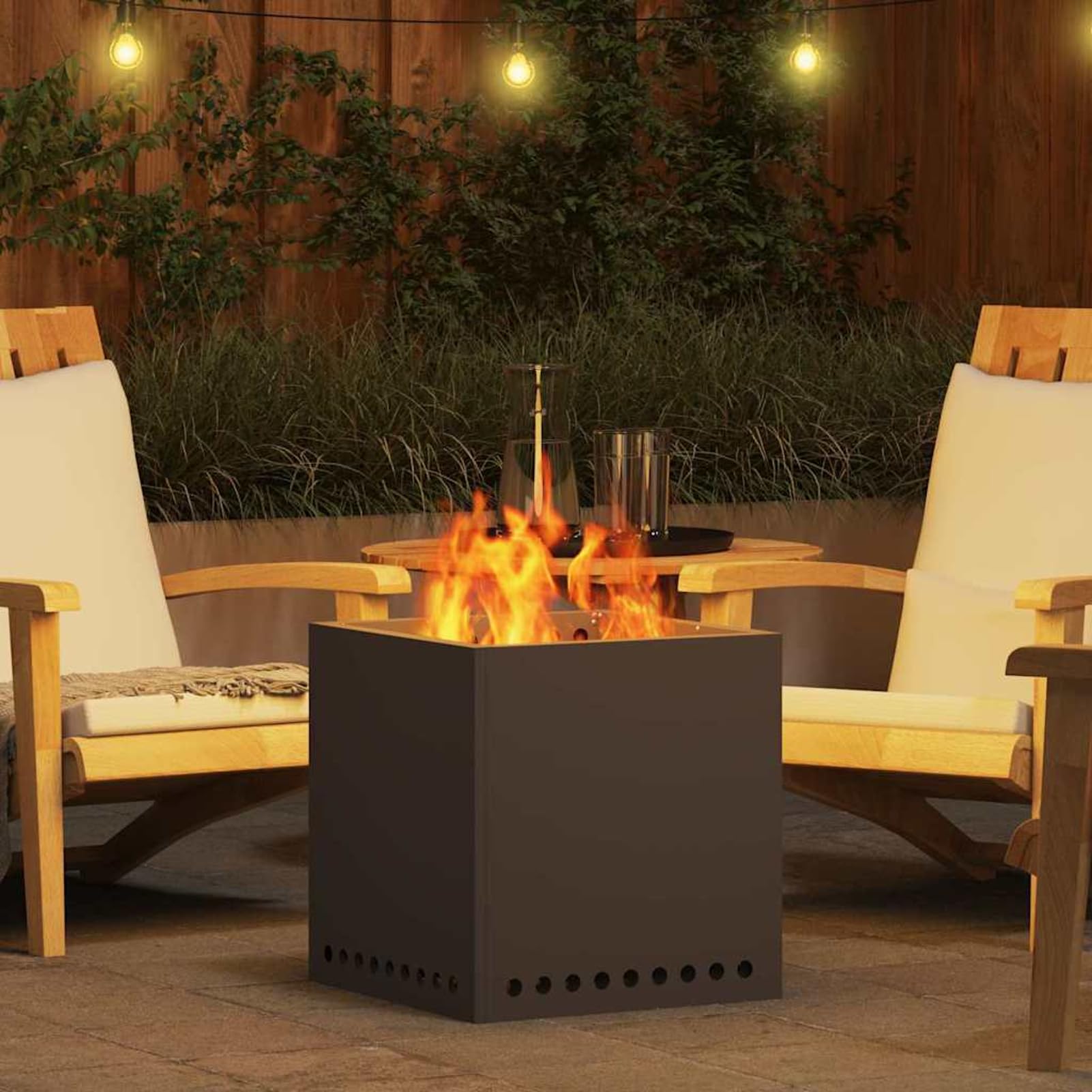 Fasba Fogata Cuadrada Moderna para Exterior: Diseño Elegante y Resistente, Fácil Mantenimiento, Jardines y Terrazas