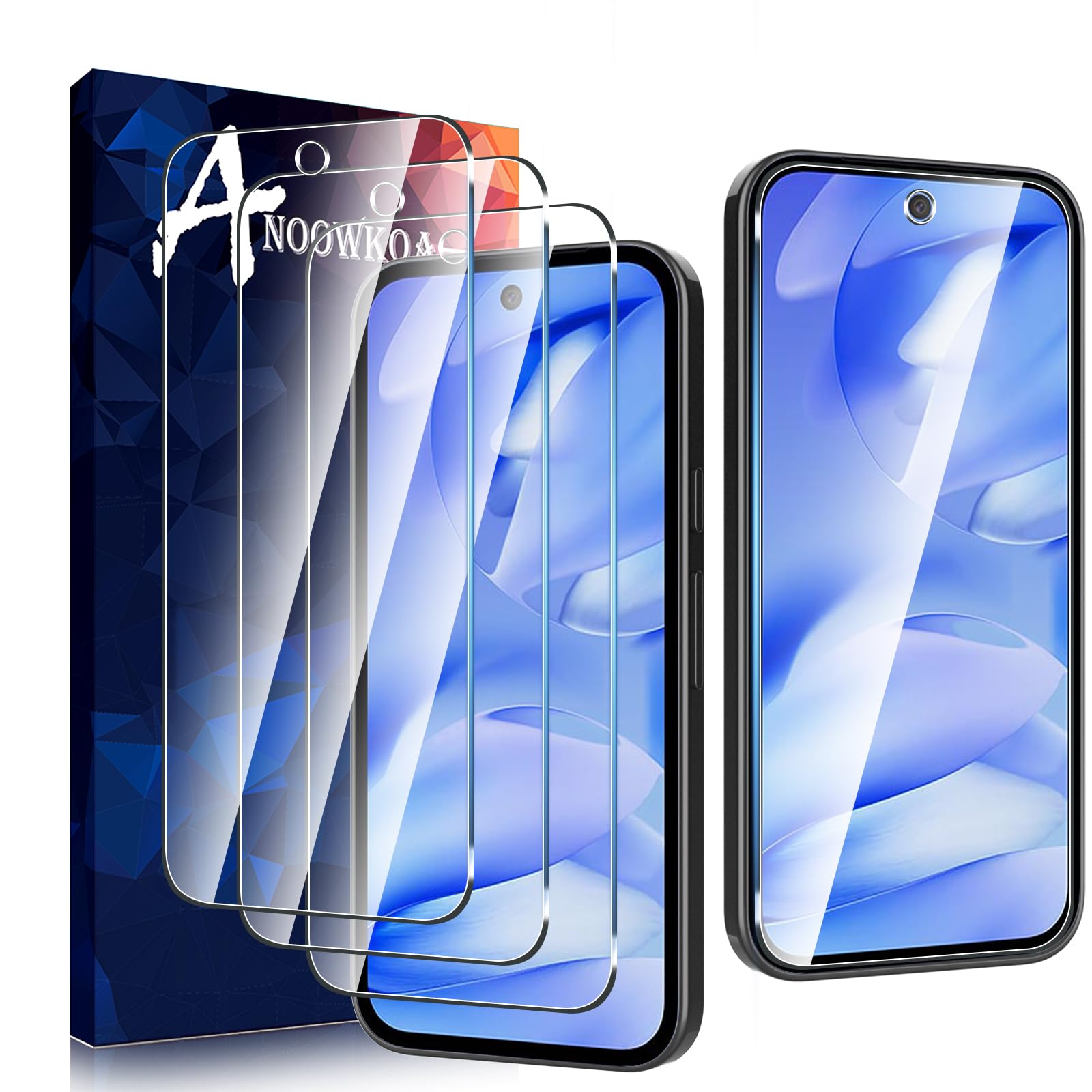 Anoowkoa 3 Pack Designed for Google Pixel 9a Screen Protector Tempered Glass film.Anti-Breakage.Anti-Scratch No Bubbles 9H Hardness.Easy Installation for Pixel 9a