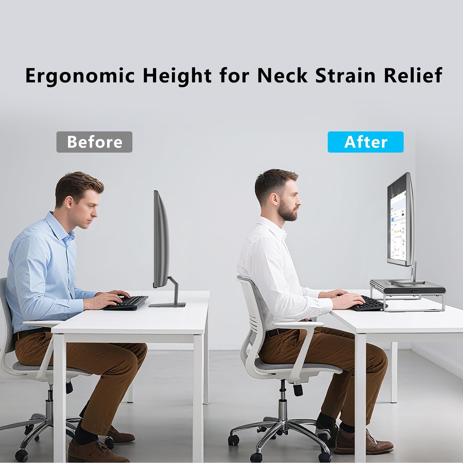 Monitor Stand with Docking Station, Aluminum Monitor Riser with 6-in-1 Docking Station: 4K HDMI, USB-C, USB 3.0, PD 100W, Wireless Charging,Metal Desk Stand with Storage-Silver Gray