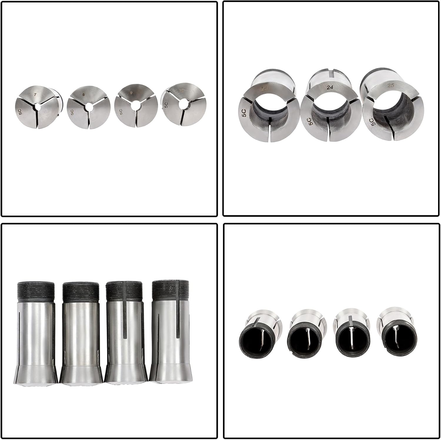 Metric 5C Collet Set 3MM - 25MM, 1mm High Precision 0.0005' Accuracy 23PCS