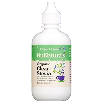 NuNaturals Organic Clear Extract Stevia, Plant-Based Sweetener, Plastic Bottle, 4 oz