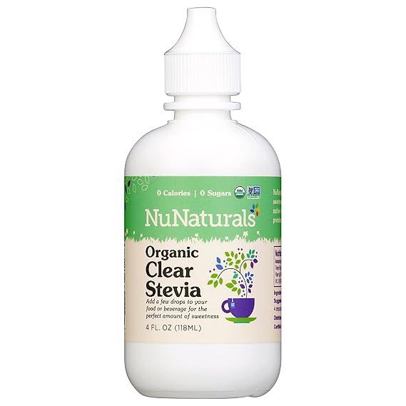 NuNaturals Organic Liquid Stevia Sweetener, Clear Unflavored, Plastic, 4oz